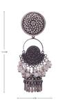 Shop_Motifs by Surabhi Didwania_Black Circular Head Danglers_Online_at_Aza_Fashions