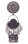 Motifs by Surabhi Didwania_Black Circular Head Danglers_Online_at_Aza_Fashions