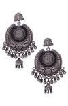 Buy_Motifs by Surabhi Didwania_Silver Plated Peacock Head Chandbalis_at_Aza_Fashions