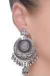 Shop_Motifs by Surabhi Didwania_Silver Plated Peacock Head Chandbalis_at_Aza_Fashions