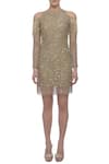 Buy_Platinoir_Gold Sequin Embroidered Dress_at_Aza_Fashions