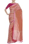 Buy_Ekaya_Pink Handwoven Saree With Unstitched Blouse_at_Aza_Fashions