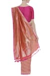 Shop_Ekaya_Pink Handwoven Saree With Unstitched Blouse_at_Aza_Fashions