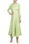 Buy_Devnaagri_Green Moss Cotton Block Printed Floral Motifs Embroidered Kurta Set By Devnaagri _at_Aza_Fashions