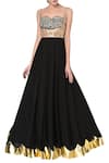 Buy_Mani Bhatia_Black Sweetheart Neck Embroidered Anarkali Gown Set _at_Aza_Fashions