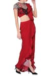 Buy_Mani Bhatia_Red Pre-pleated Saree With Blouse _at_Aza_Fashions