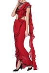 Shop_Mani Bhatia_Red Pre-pleated Saree With Blouse _at_Aza_Fashions