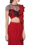 Mani Bhatia_Red Pre-pleated Saree With Blouse _Online_at_Aza_Fashions