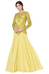 Buy_Mani Bhatia_Yellow Embellished Flared Gown _Online_at_Aza_Fashions