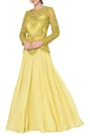 Buy_Mani Bhatia_Yellow Embellished Flared Gown _at_Aza_Fashions