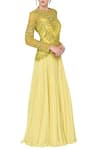 Shop_Mani Bhatia_Yellow Embellished Flared Gown _at_Aza_Fashions