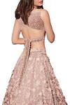 Shop_Mishru_Pink Organza Embroidered V Neck Lehenga Set _at_Aza_Fashions