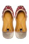 Shop_Coral Haze_Gold Zardozi-embroidered-juttis_at_Aza_Fashions