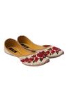 Coral Haze_Gold Zardozi-embroidered-juttis_Online_at_Aza_Fashions
