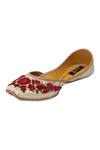 Buy_Coral Haze_Gold Zardozi-embroidered-juttis_Online_at_Aza_Fashions
