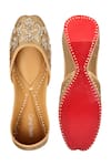 Shop_Coral Haze_Gold Zardozi-embroidered-juttis_at_Aza_Fashions