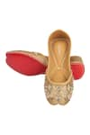 Buy_Coral Haze_Gold Zardozi-embroidered-juttis_Online_at_Aza_Fashions