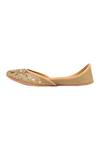 Coral Haze_Gold Zardozi-embroidered-juttis_at_Aza_Fashions