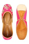 Shop_Coral Haze_Pink Printed-embroidered-juttis_at_Aza_Fashions