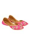 Coral Haze_Pink Printed-embroidered-juttis_Online_at_Aza_Fashions