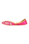 Coral Haze_Pink Printed-embroidered-juttis_at_Aza_Fashions