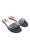 Buy_ESSEMM_Black Bead Embroidered Sandals_at_Aza_Fashions