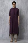 Buy_THREE_Purple High Low Shirt Dress_at_Aza_Fashions