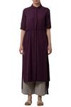 Buy_THREE_Purple High Low Shirt Dress_Online_at_Aza_Fashions