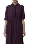 Shop_THREE_Purple High Low Shirt Dress_Online_at_Aza_Fashions