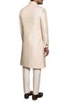 Shop_More Mischief_Off White Raw Silk Double Breasted Sherwani Set _at_Aza_Fashions