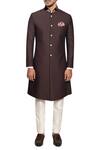 Buy_More Mischief_Brown Embroidered Sherwani Set_at_Aza_Fashions