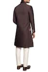 Shop_More Mischief_Brown Polynosic Embroidered Zardosi Sherwani Set  _at_Aza_Fashions