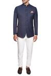 Buy_More Mischief_Blue Bandhgala Suit Set_at_Aza_Fashions