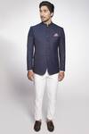 More Mischief_Blue Bandhgala Suit Set_Online_at_Aza_Fashions