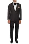 Buy_More Mischief_Black Wool Peak Lapel Collar Suit Set_at_Aza_Fashions