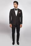 More Mischief_Black Wool Peak Lapel Collar Suit Set_Online_at_Aza_Fashions