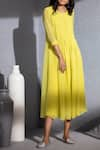 Buy_AMPM_Yellow Pintuck Flared Tunic_at_Aza_Fashions