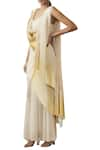 Buy_Tarun Tahiliani_Off White Pre-draped Saree With Corset _Online_at_Aza_Fashions