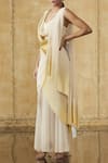 Buy_Tarun Tahiliani_Off White Pre-draped Saree With Corset _at_Aza_Fashions