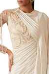 Shop_Tarun Tahiliani_Ivory Pre-draped Embroidered Saree Gown_Online_at_Aza_Fashions