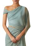 Shop_Tarun Tahiliani_Green Pre-draped Embroidered Saree_Online_at_Aza_Fashions