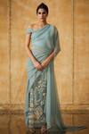 Buy_Tarun Tahiliani_Green Pre-draped Embroidered Saree_at_Aza_Fashions