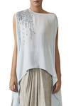 Shop_Tarun Tahiliani_Blue Asymmetric Cape_Online_at_Aza_Fashions