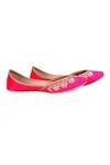 Jutti Choo_Pink Floral-embroidered-juttis_at_Aza_Fashions