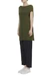 Buy_Kapda By Urvashi Kaur_Green Wide Neck Cotton Jersey Asymmetric Top _Online_at_Aza_Fashions