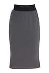 Shop_Kapda By Urvashi Kaur_Grey Cotton Jersey Pencil Skirt _at_Aza_Fashions