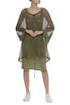 Buy_Kapda By Urvashi Kaur_Green Round Oversized Long Jacket _at_Aza_Fashions