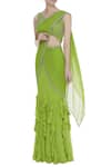 Buy_ARPAN VOHRA_Green Georgette Leaf Neck Pre-draped Lehenga Saree With Blouse_at_Aza_Fashions