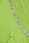 ARPAN VOHRA_Green Georgette Leaf Neck Pre-draped Lehenga Saree With Blouse_at_Aza_Fashions