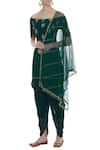 Buy_ARPAN VOHRA_Green Georgette Bardot Embroidered Kurta And Dhoti Pant Set _at_Aza_Fashions